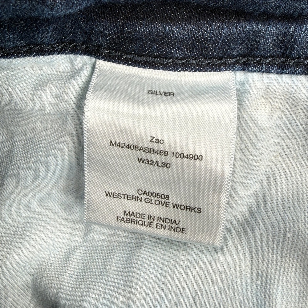 Silver Jeans Mens 32x28 Blue Zac Relaxed Fit Straight Leg Cowboy Western Work - Picture 9 of 11